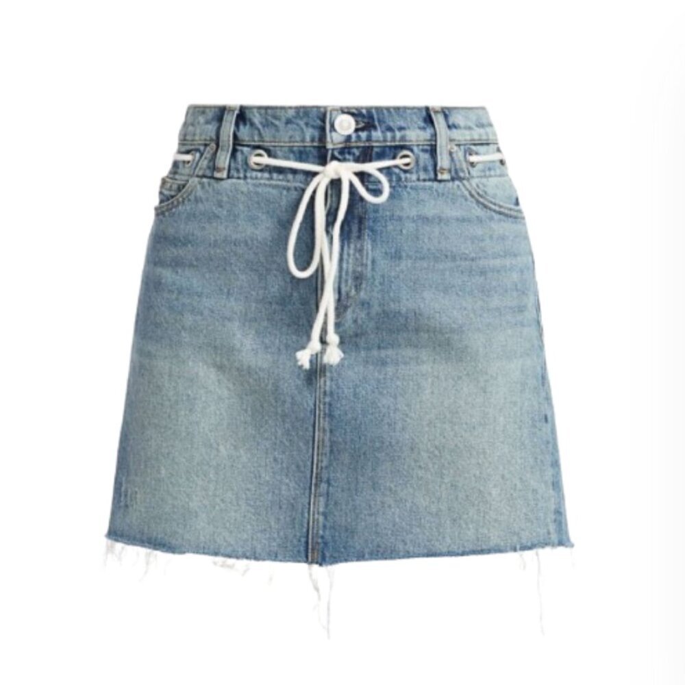 NWT Hudson Grommet Detail Jean Mini Skirt Womens 31 Blue Denim WR884DJR NEW